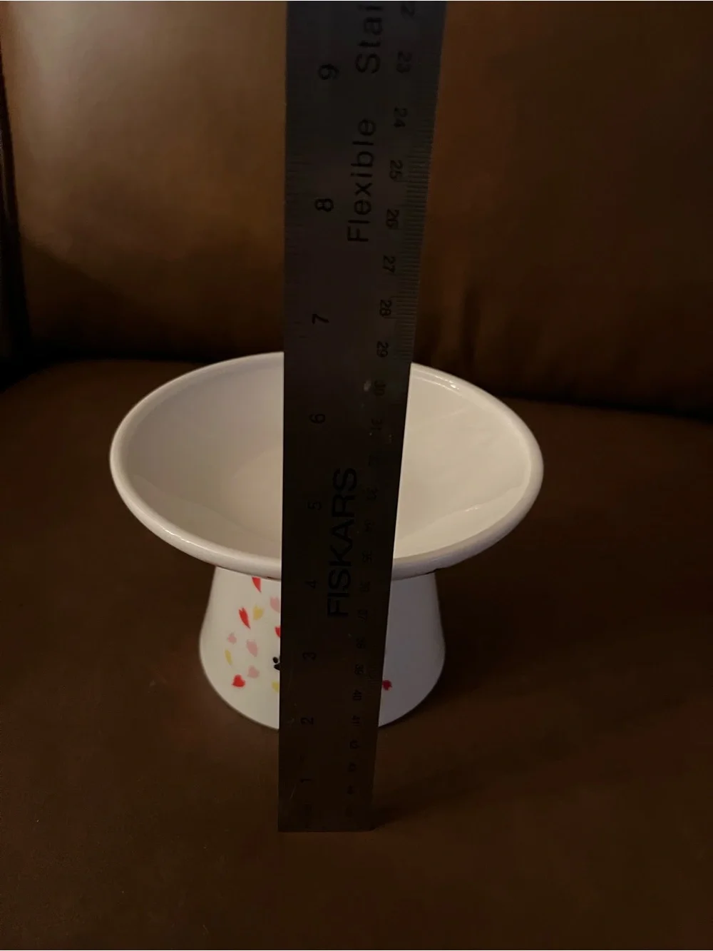 Necoichi Raised Ceramic Cat Bowl w/ Flowers - Picture 4 of 6